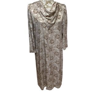 Vtg 60s Nat Kaplan COUTURE Waterfall neckline Floral Midi Dress Size 12 M/L